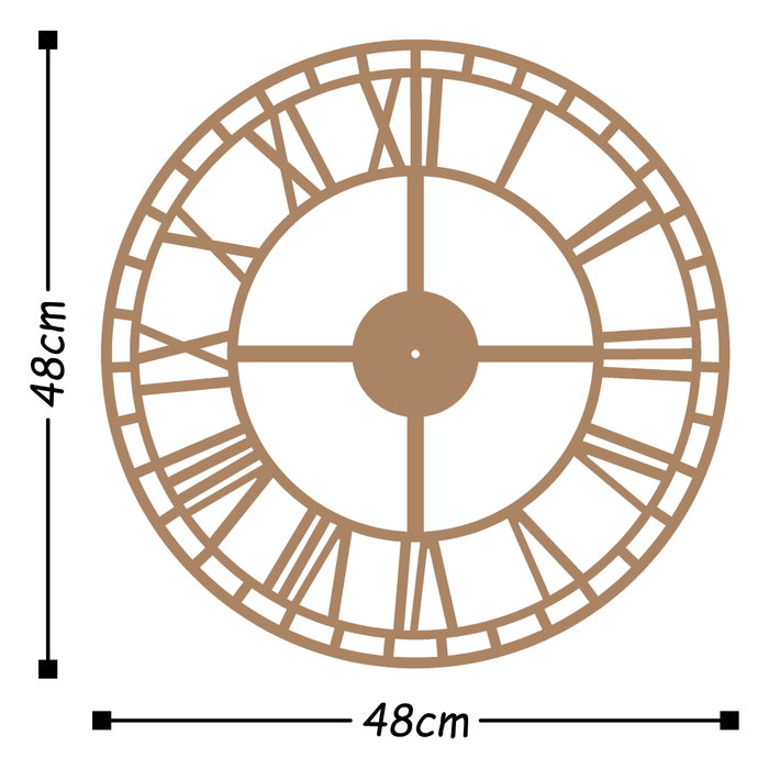 Wallity Reloj de Pared Metálico Decorativo 2 Cobre Metal 48x48cm